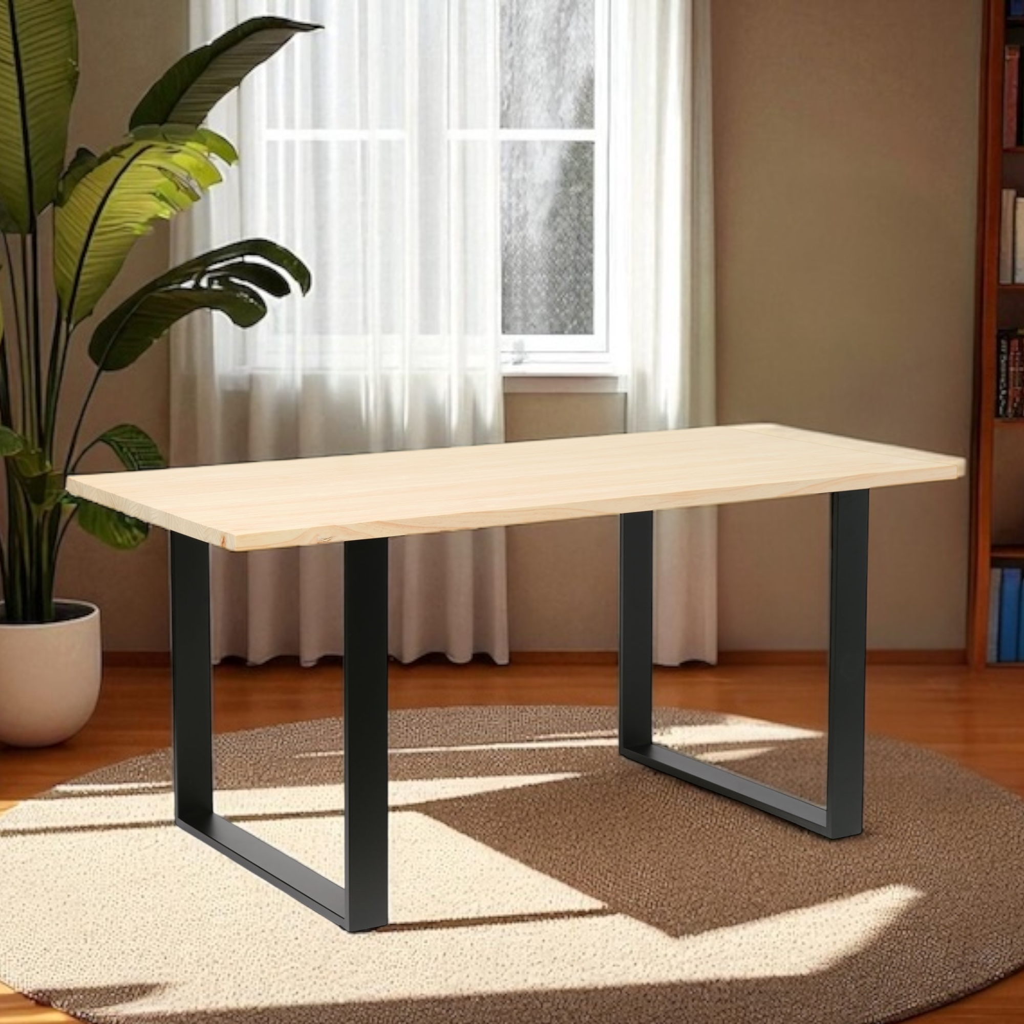 KASA Mesa de comedor de madera maciza. Acabado "N A T U R A L".