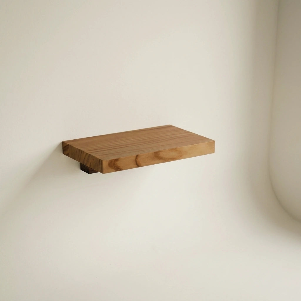 ONTAKE Floating bedside table in solid wood. "DARK" finish.