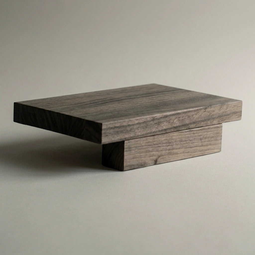 ONTAKE Floating bedside table in solid wood. "RAWGRAY" finish.