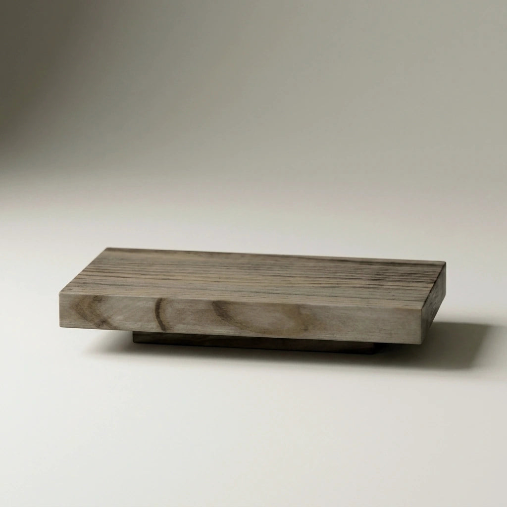 ONTAKE Floating bedside table in solid wood. "RAWGRAY" finish.