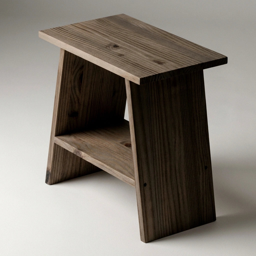 OOBAMI Solid wood bedside table. "RAWGRAY" finish.