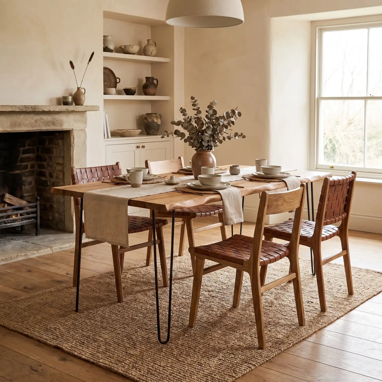 SHIOMI Solid wood dining table with live edge. "OAK" finish.
