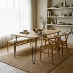 SENJO Solid wood dining table with sharp edges. 
