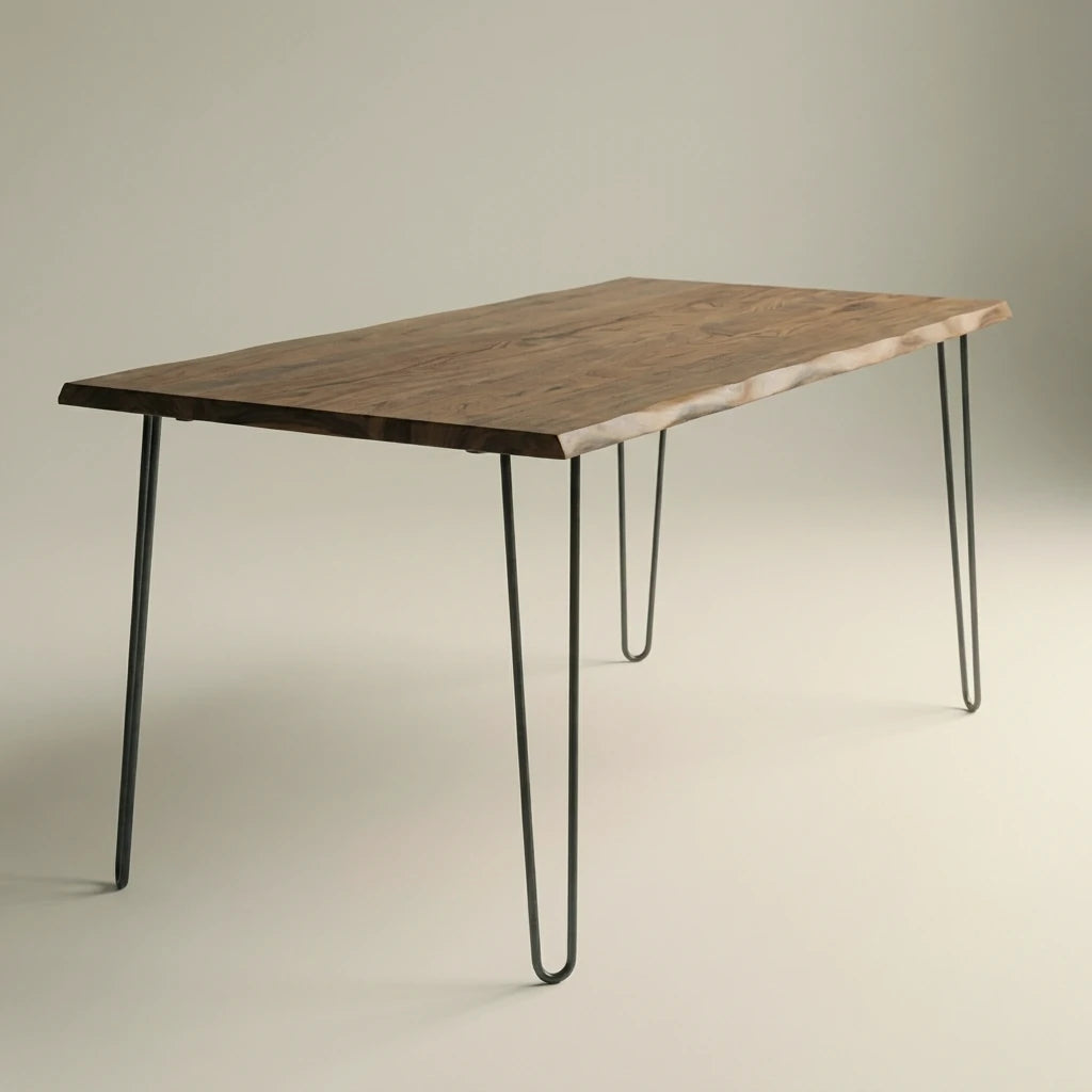 SHIOMI Solid wood dining table with sharp edges. "DARK" finish.