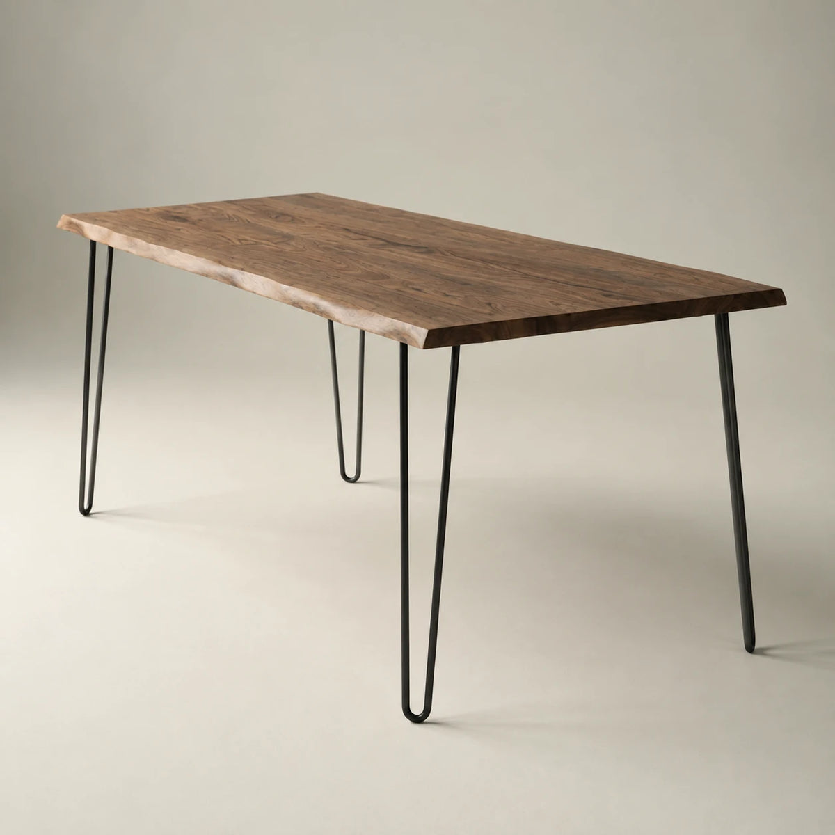SHIOMI Solid wood dining table with sharp edges. "DARK" finish.