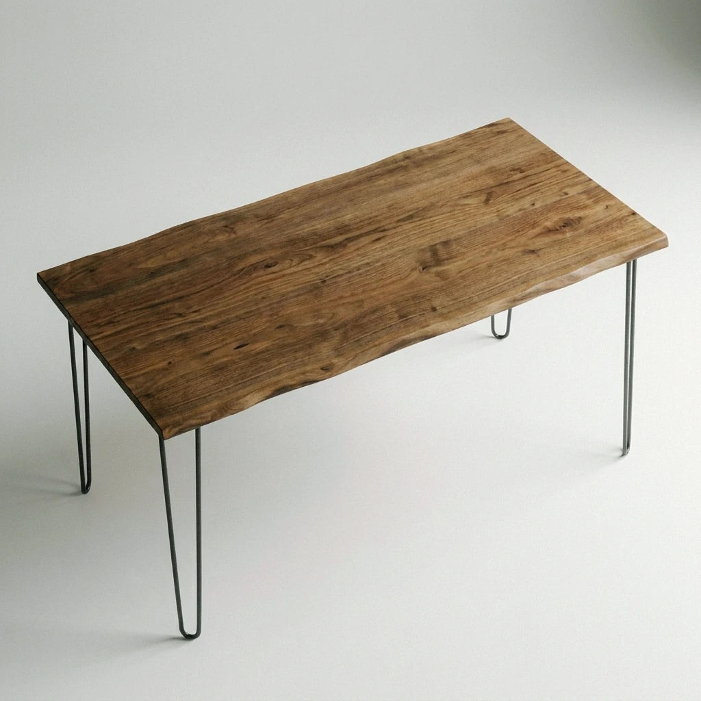 SHIOMI Solid wood dining table with sharp edges. "DARK" finish.