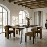 SHIOMI Mesa de comedor canto vivo de madera maciza. Acabado 
