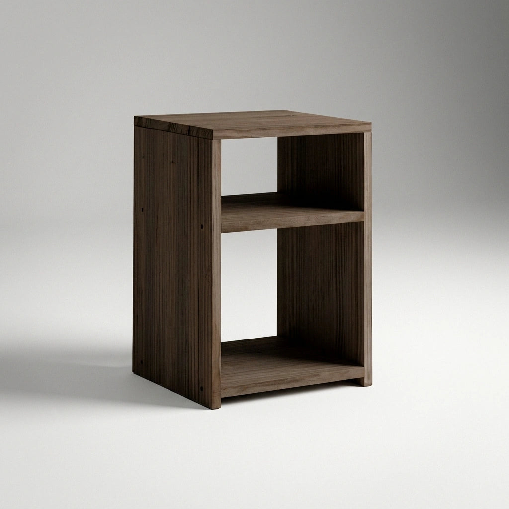 TEKARI Solid wood bedside table. "RAWGRAY" finish.