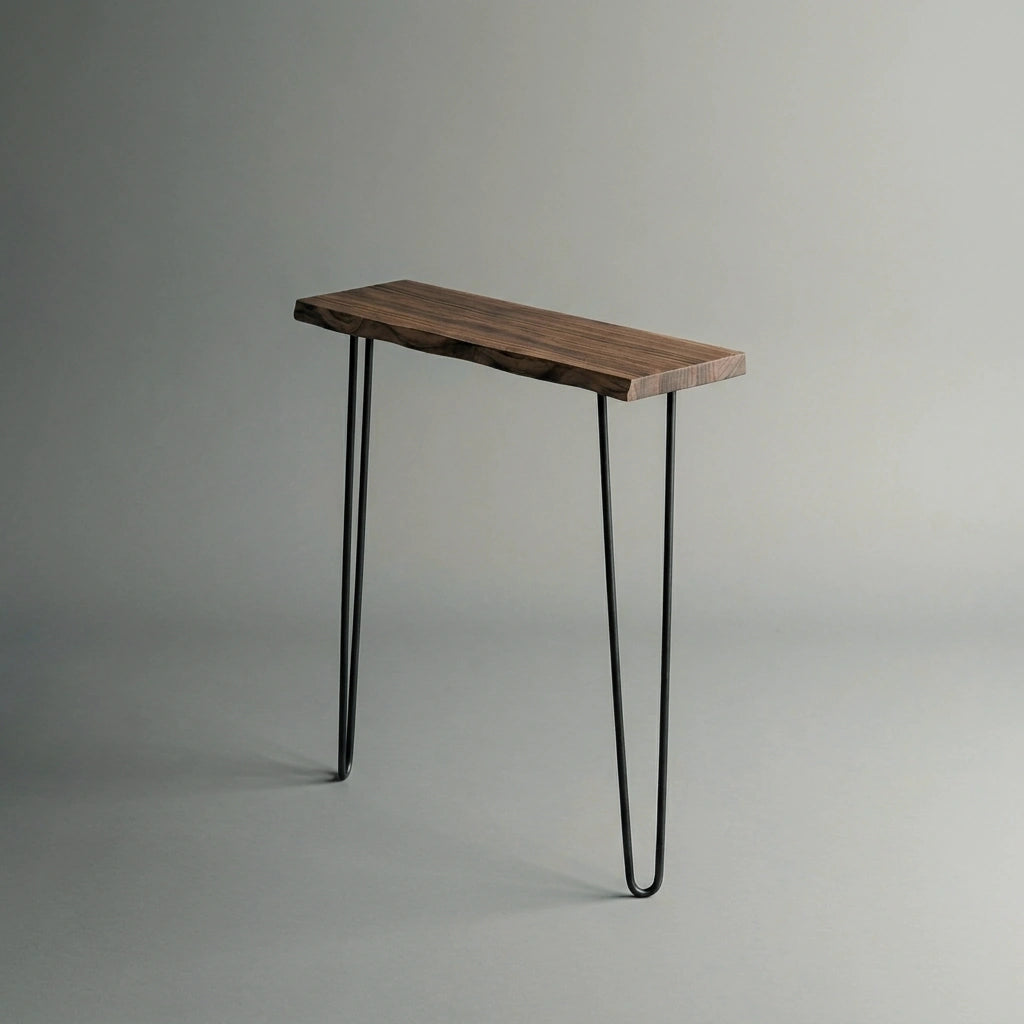 UTSUGI Console Table - Solid wood entryway table with live edge. "RAWGRAY" finish.