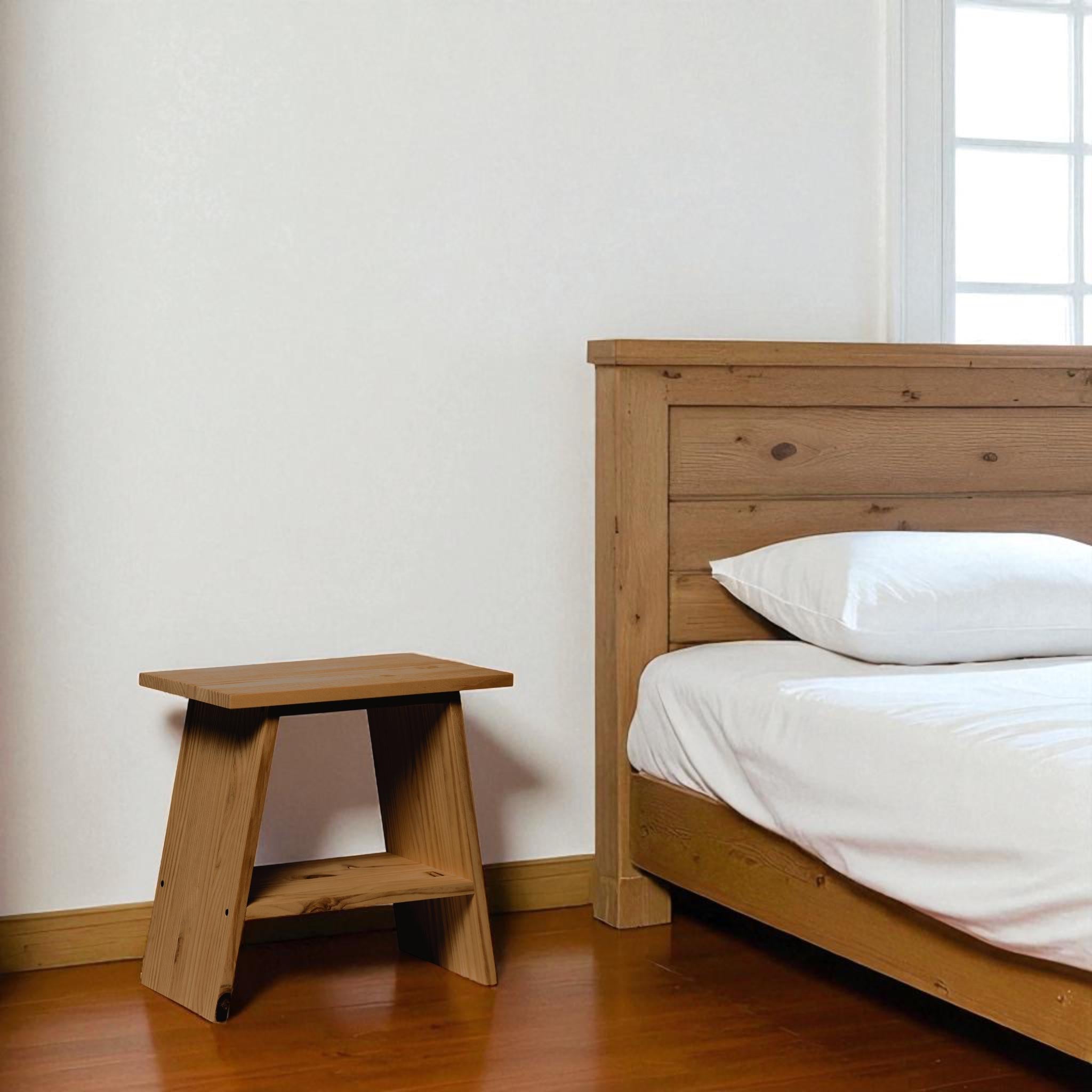 OOBAMI Mesita de noche de madera maciza. Acabado "D A R K".