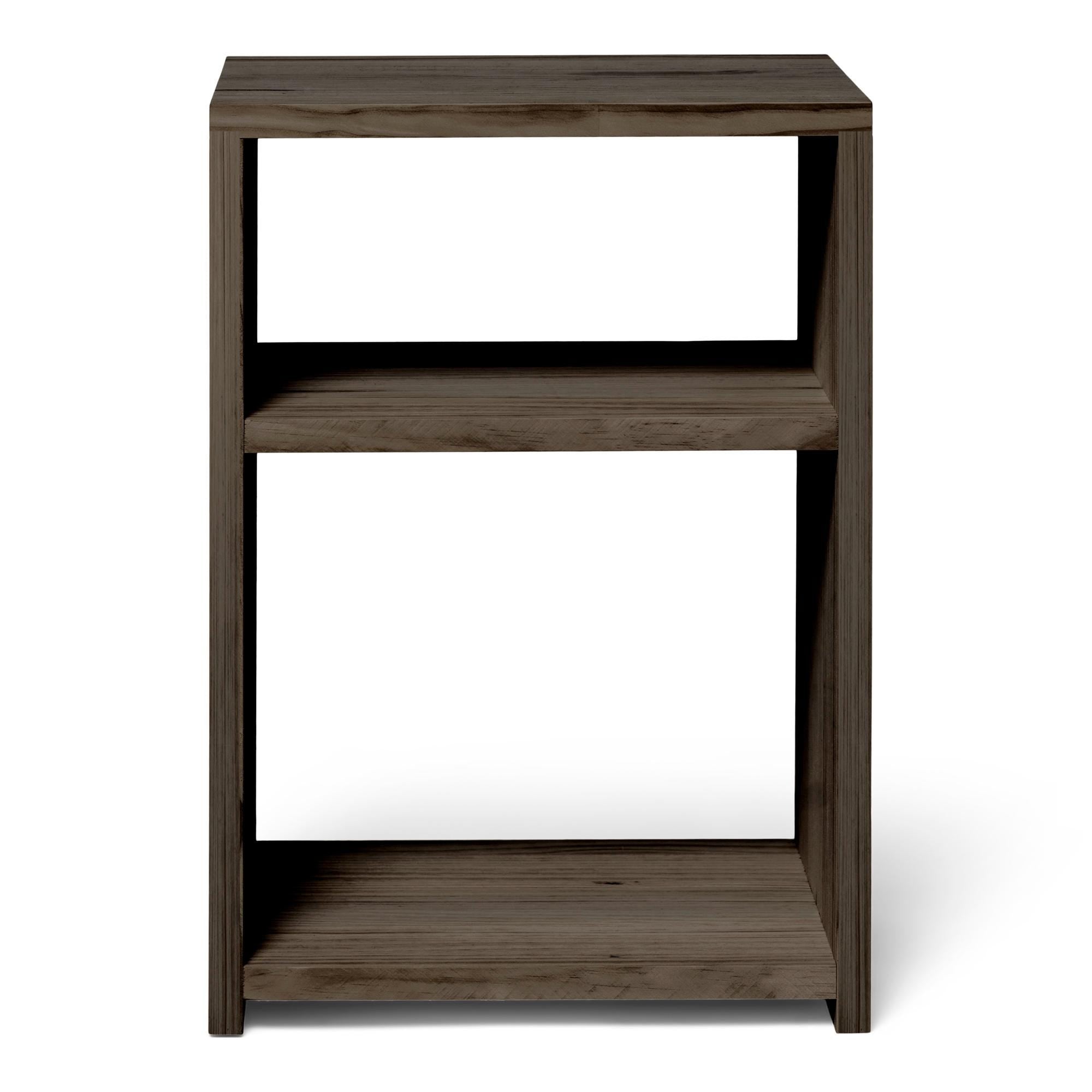 TEKARI Mesita de noche de madera maciza. Acabado "R A W  G R A Y".