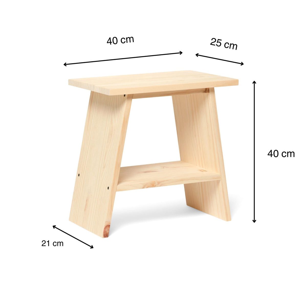 OOBAMI Solid wood bedside table. "NATURAL" finish.