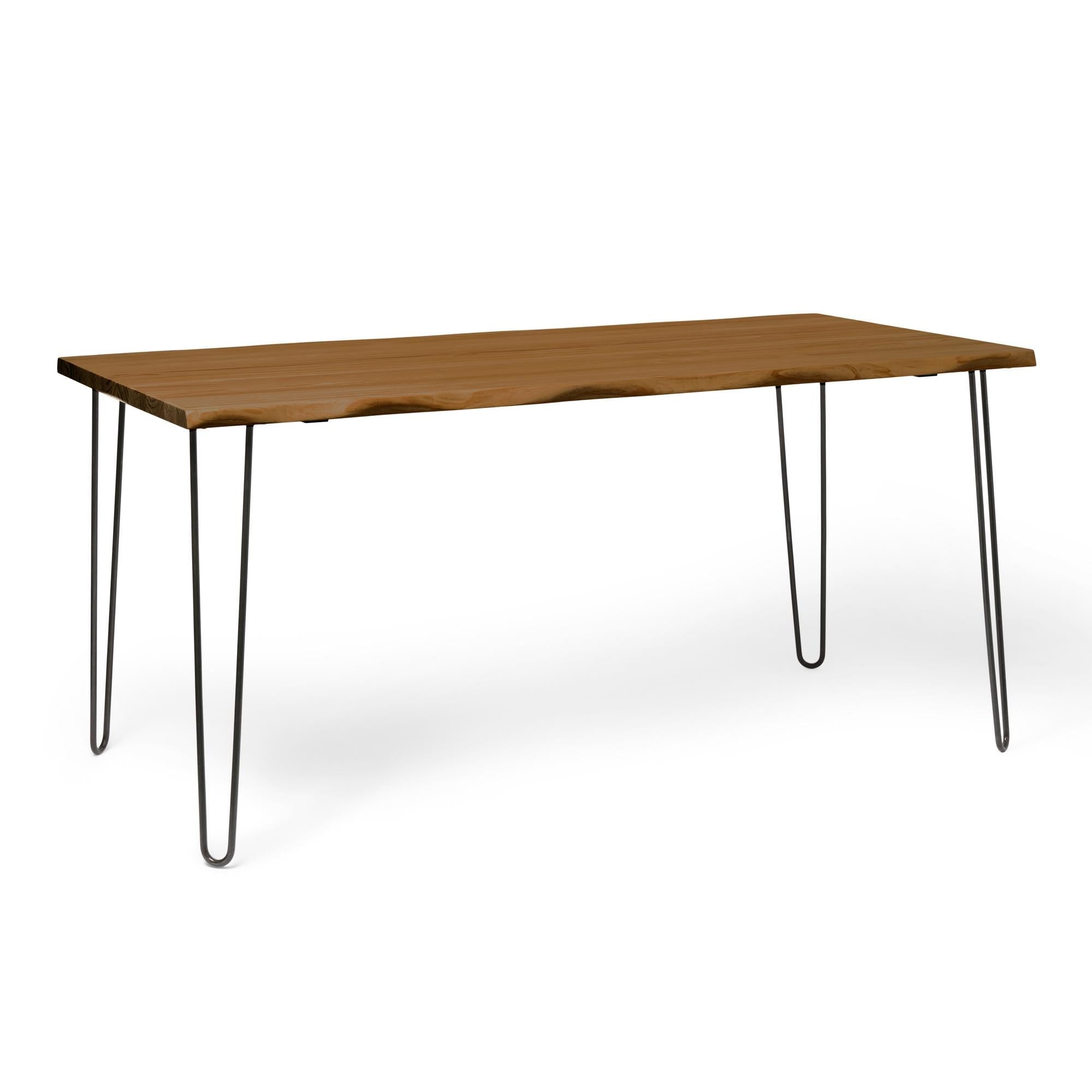 SHIOMI Mesa de comedor canto vivo de madera maciza. Acabado "D A R K".