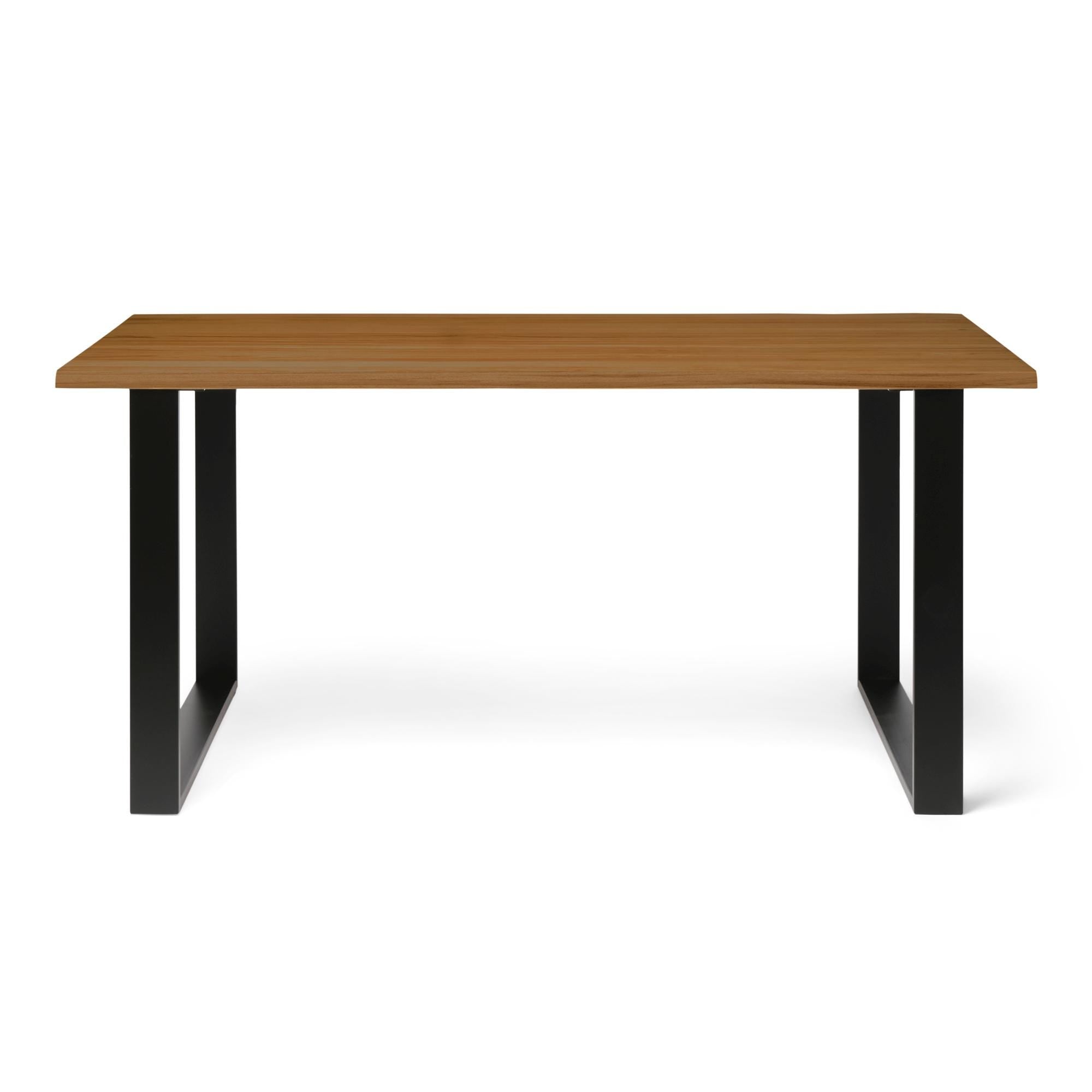 GASSAN Mesa de comedor canto vivo de madera maciza. Acabado "D A R K".