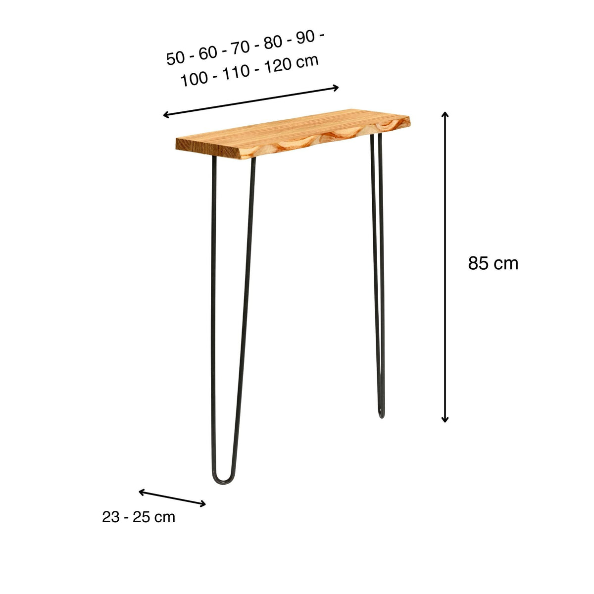 UTSUGI Console Table - Solid wood entryway table with live edge. "OAK" finish.