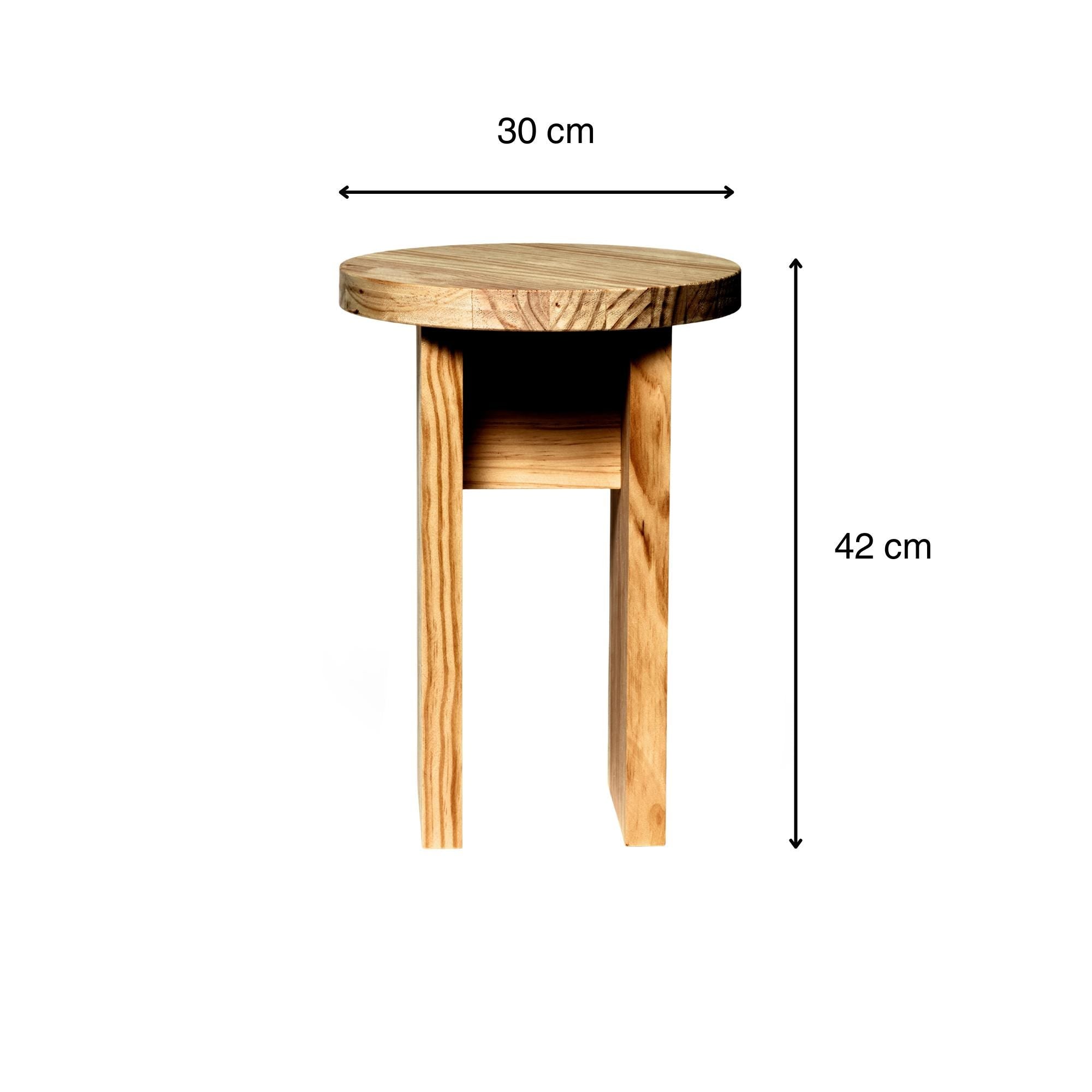 NORIKURA Taburete - Mesita de noche de madera maciza. Acabado "O A K".