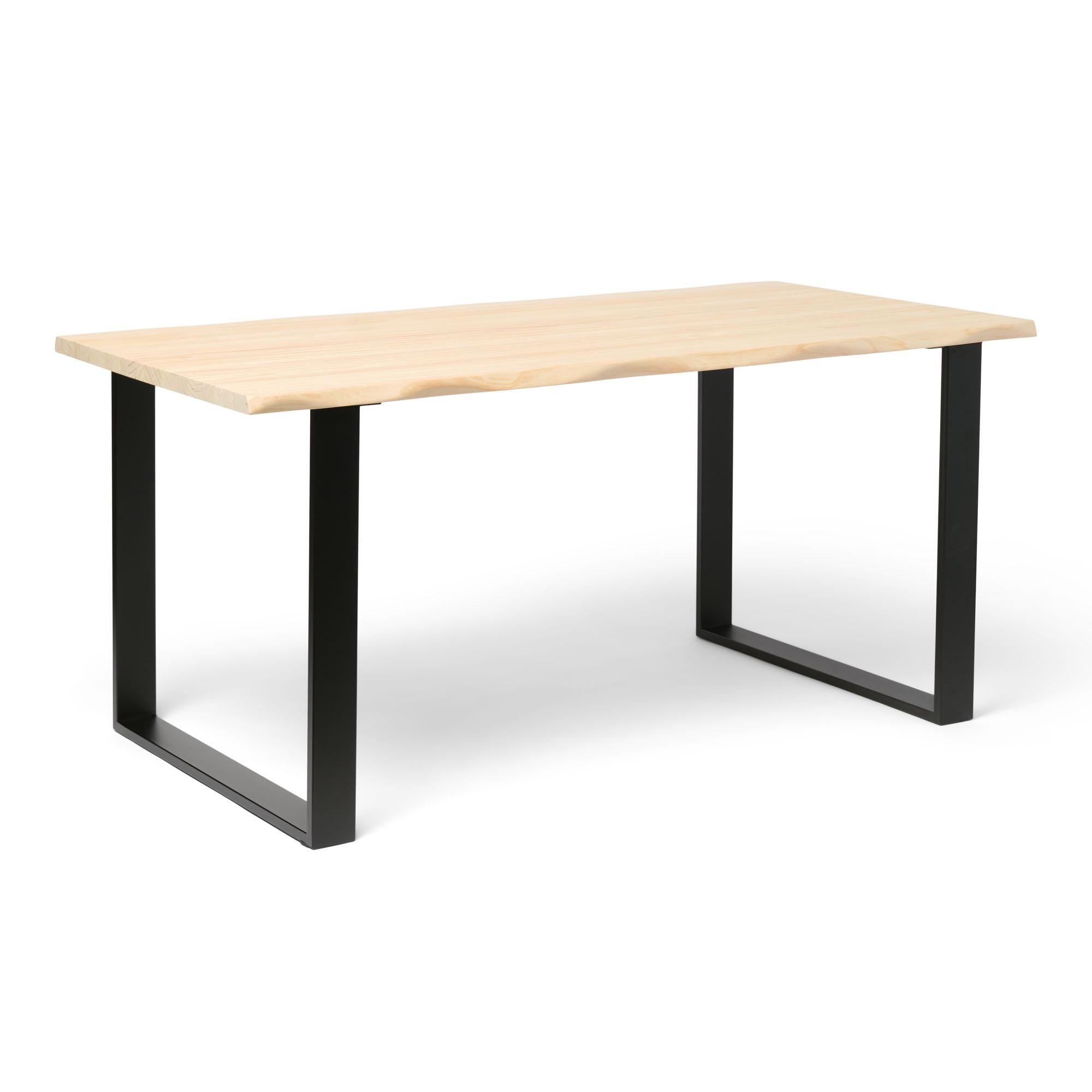 GASSAN Mesa de comedor canto vivo de madera maciza. Acabado "N A T U R A L".