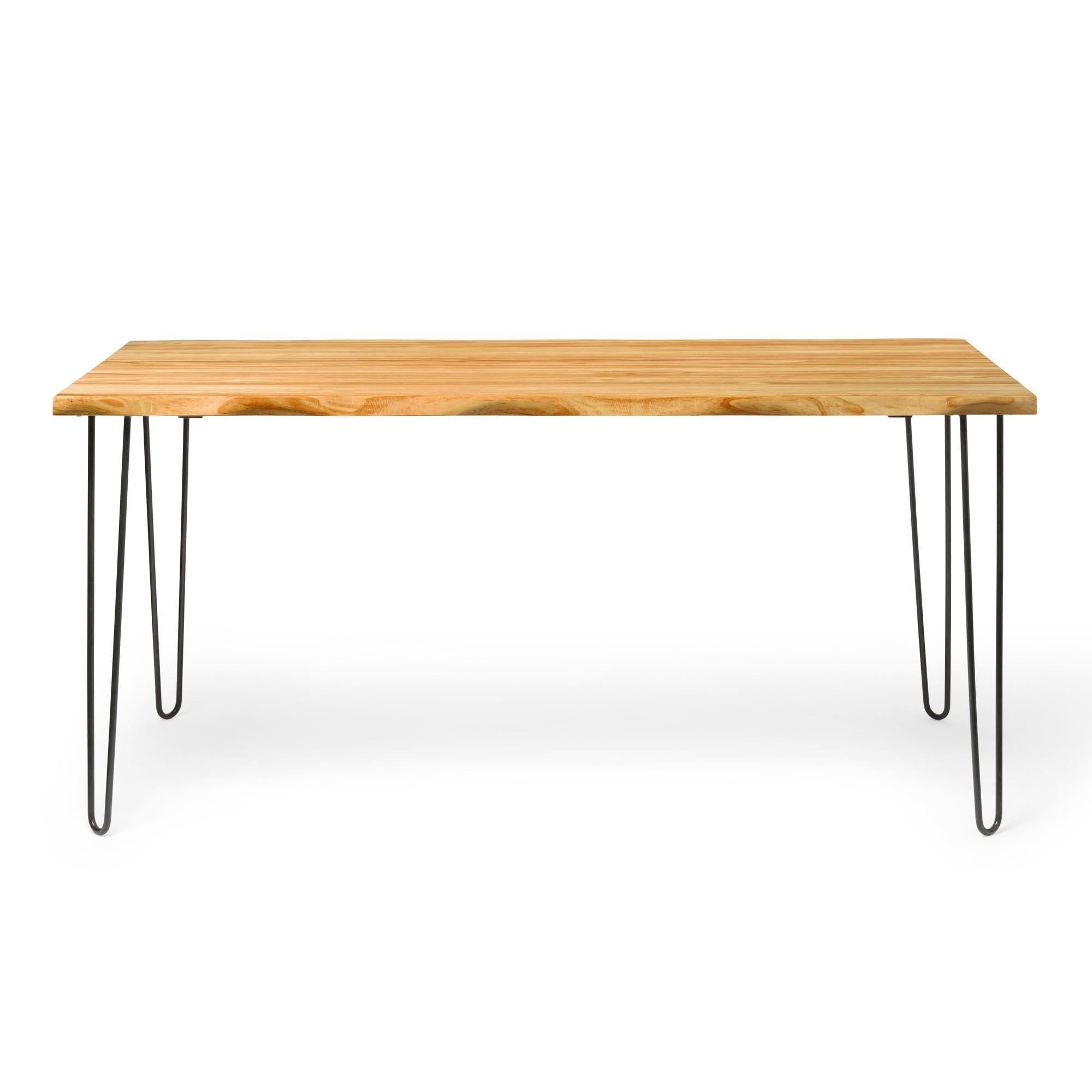 SHIOMI Mesa de comedor canto vivo de madera maciza. Acabado "O A K".