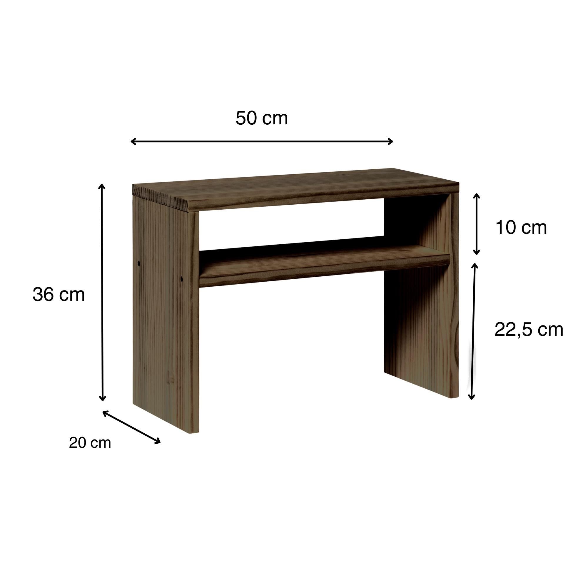HOO Mesita de noche de madera maciza. Acabado "R A W  G R A Y".