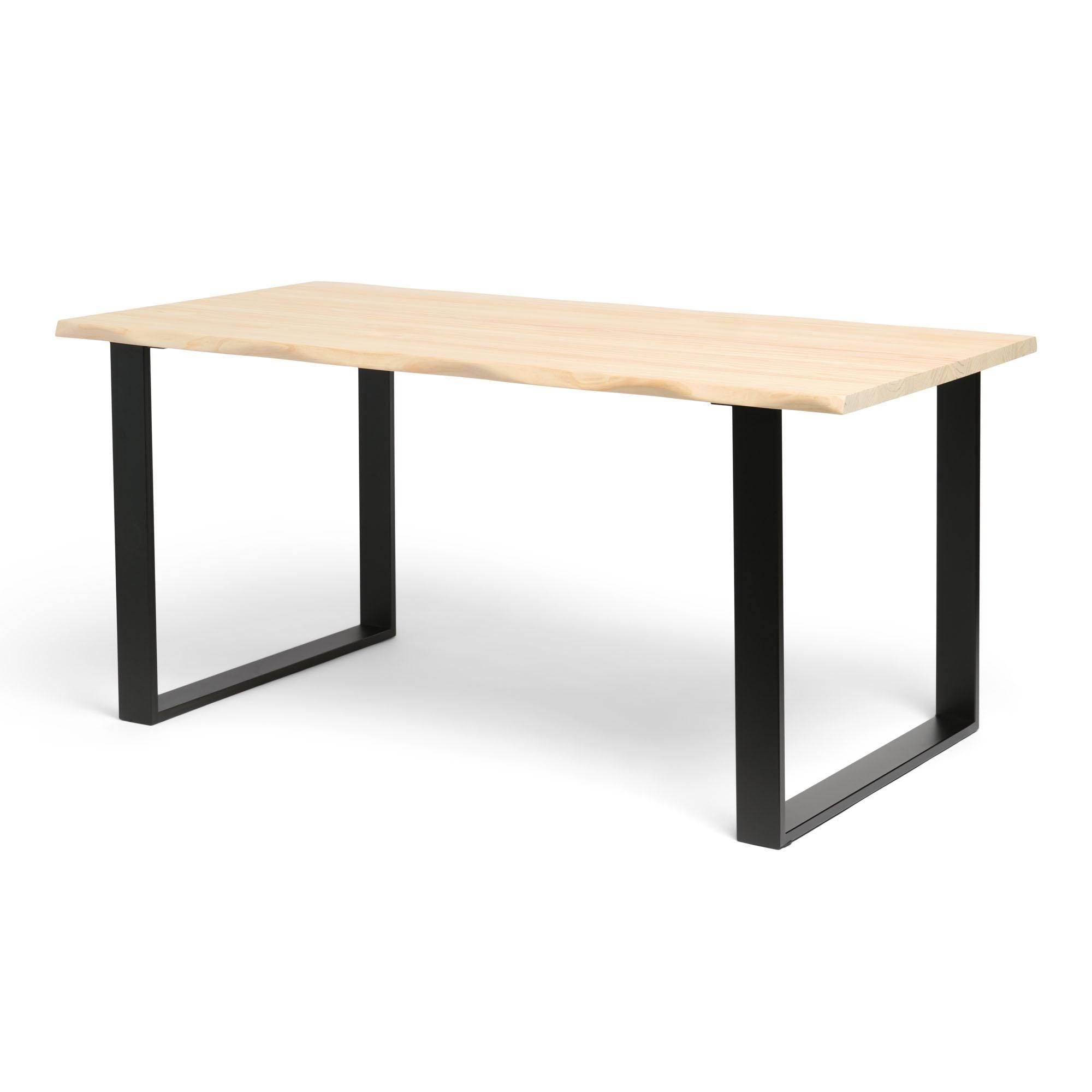 GASSAN Mesa de comedor canto vivo de madera maciza. Acabado "N A T U R A L".