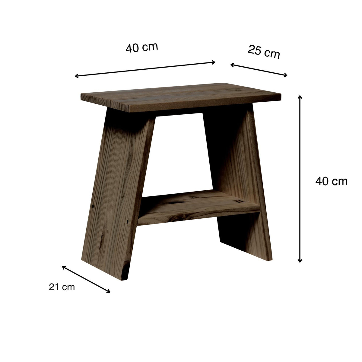 OOBAMI Solid wood bedside table. "RAWGRAY" finish.