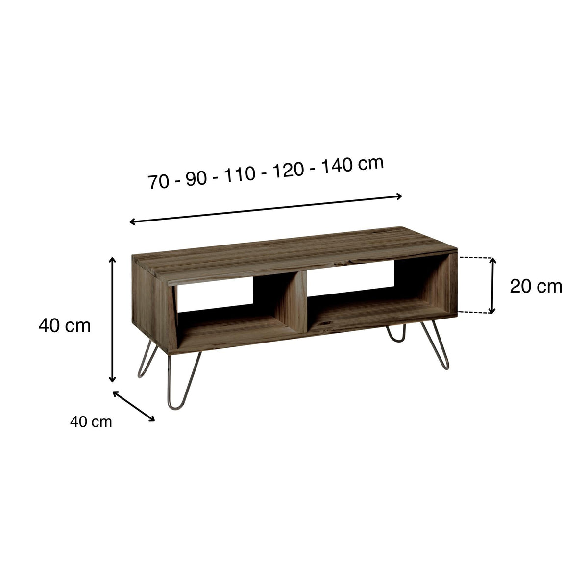 HIRA Solid wood TV stand. "RAWGRAY" finish.