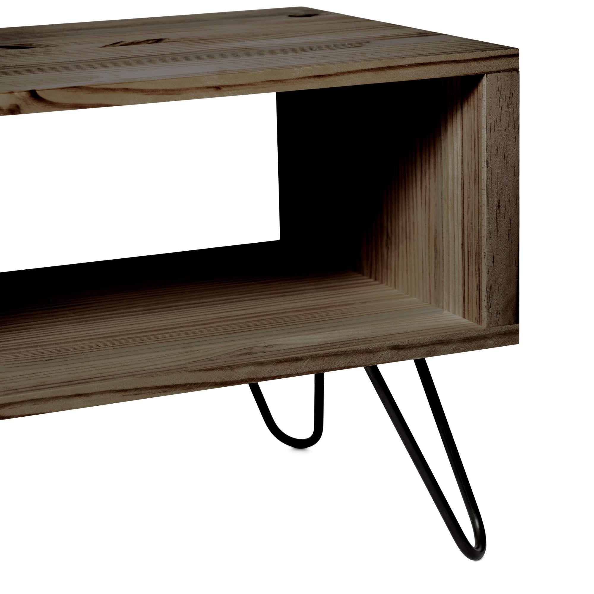 HIRA Mueble para TV de madera maciza. Acabado "R A W  G R A Y".
