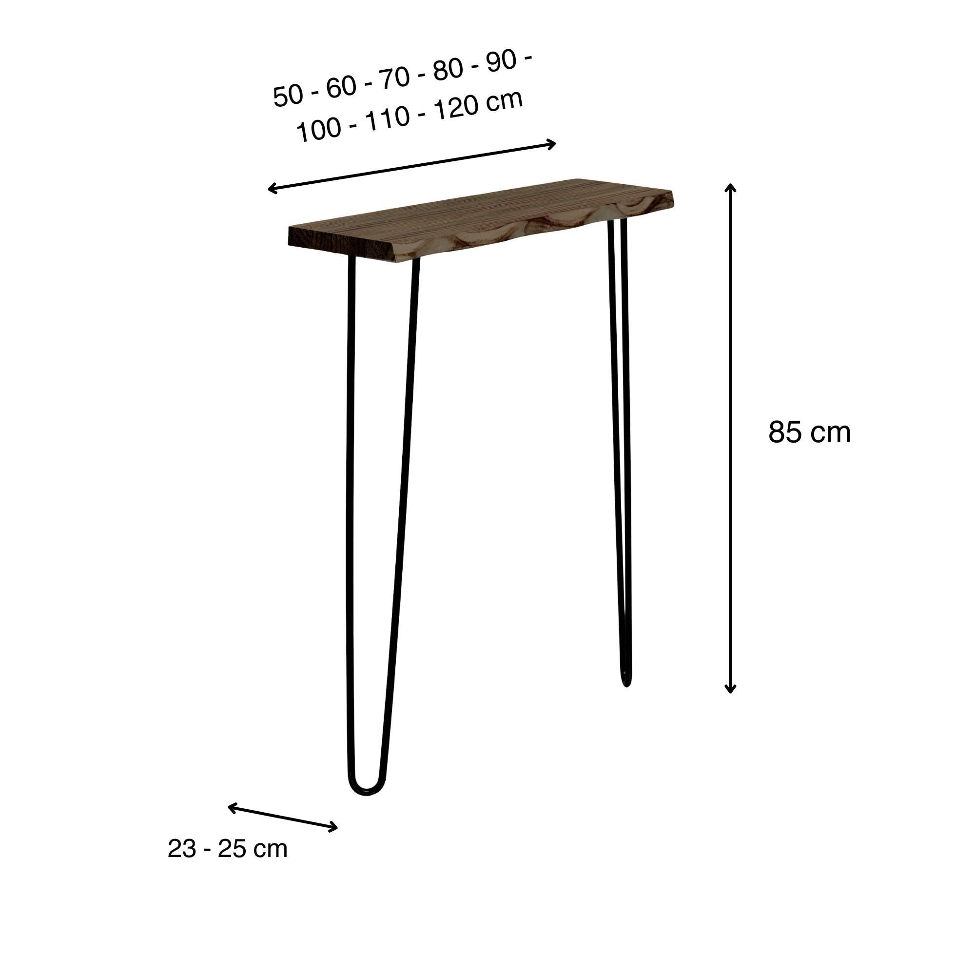 UTSUGI Consola - Recibidor de madera maciza con borde vivo. Acabado "R A W  G R A Y".
