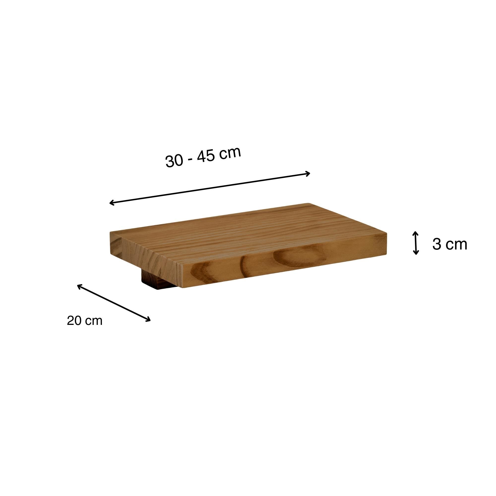 ONTAKE Mesita de noche flotante de madera maciza. Acabado "D A R K".