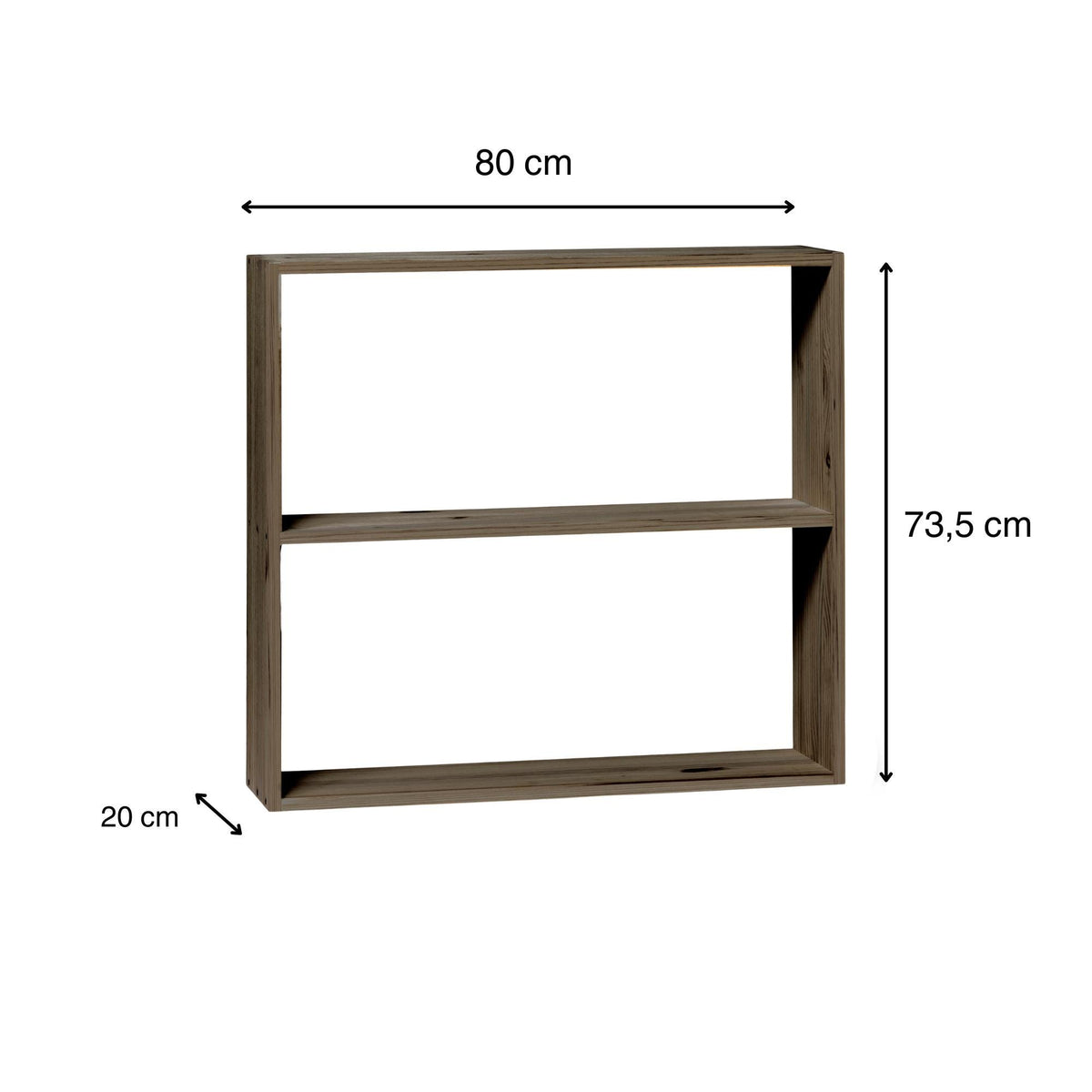 TSURUGI Bookshelf - Bookcase. Height 73.5 cm. "RAWGRAY" finish
