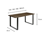 GASSAN Mesa de comedor canto vivo de madera maciza. Acabado 