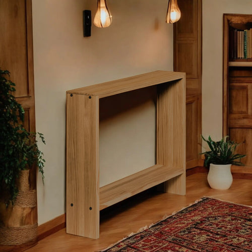 Consola de madera maciza AGANO acabado DARK en recibidor