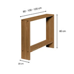 Medidas consola madera maciza AGANO 80 100 120 cm