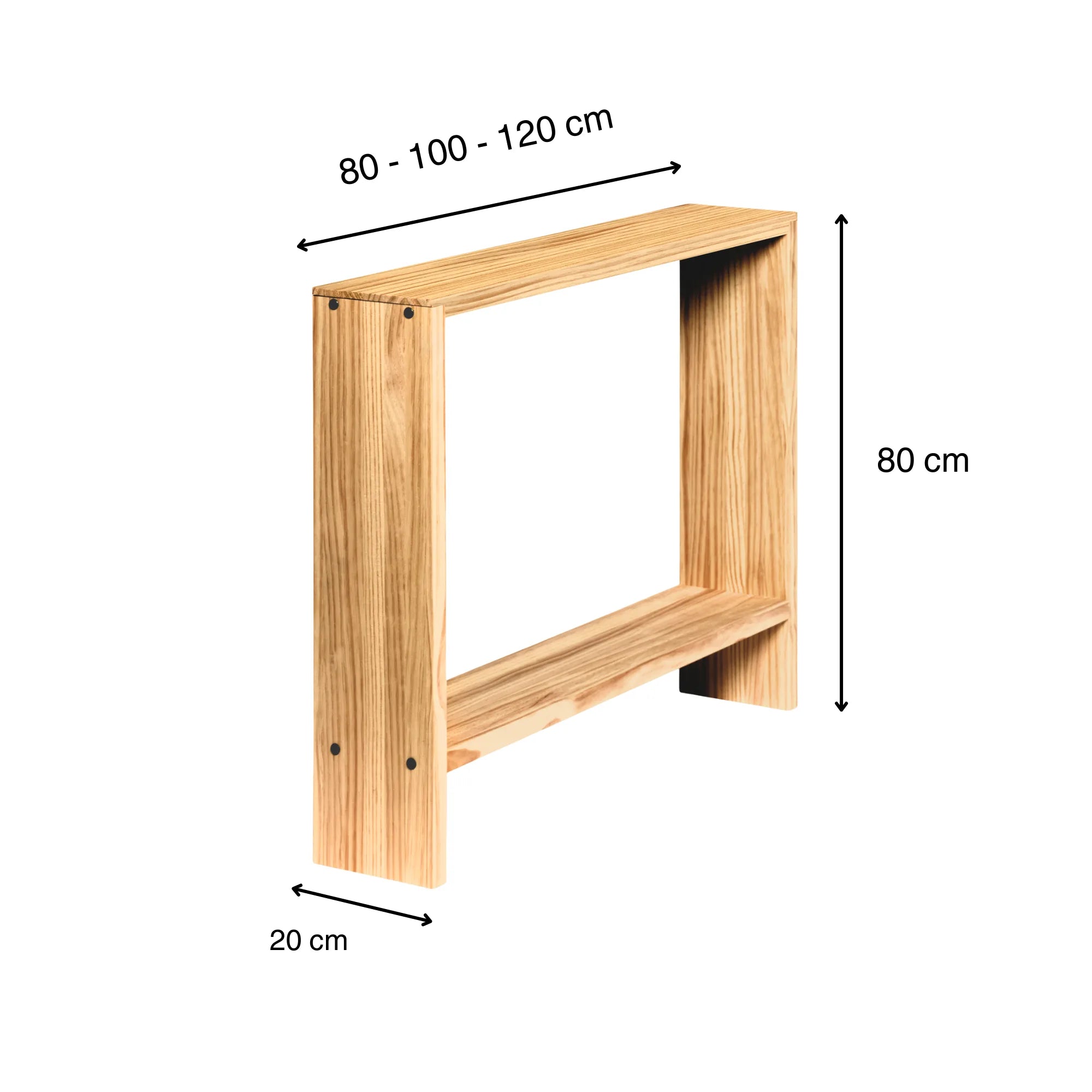 Medidas consola madera maciza AGANO 80 100 120 cm