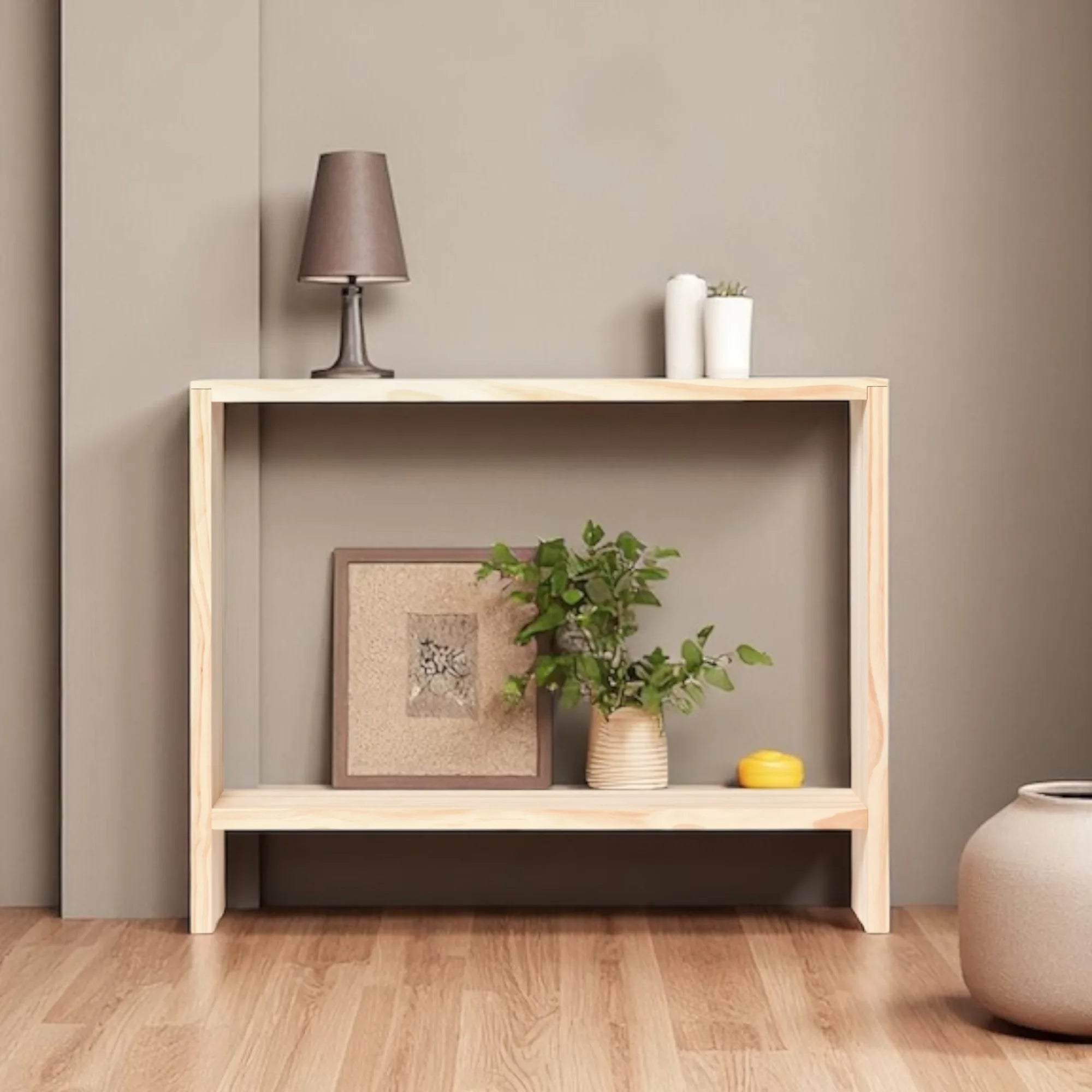 Consola de madera maciza AGANO acabado NATURAL en salón