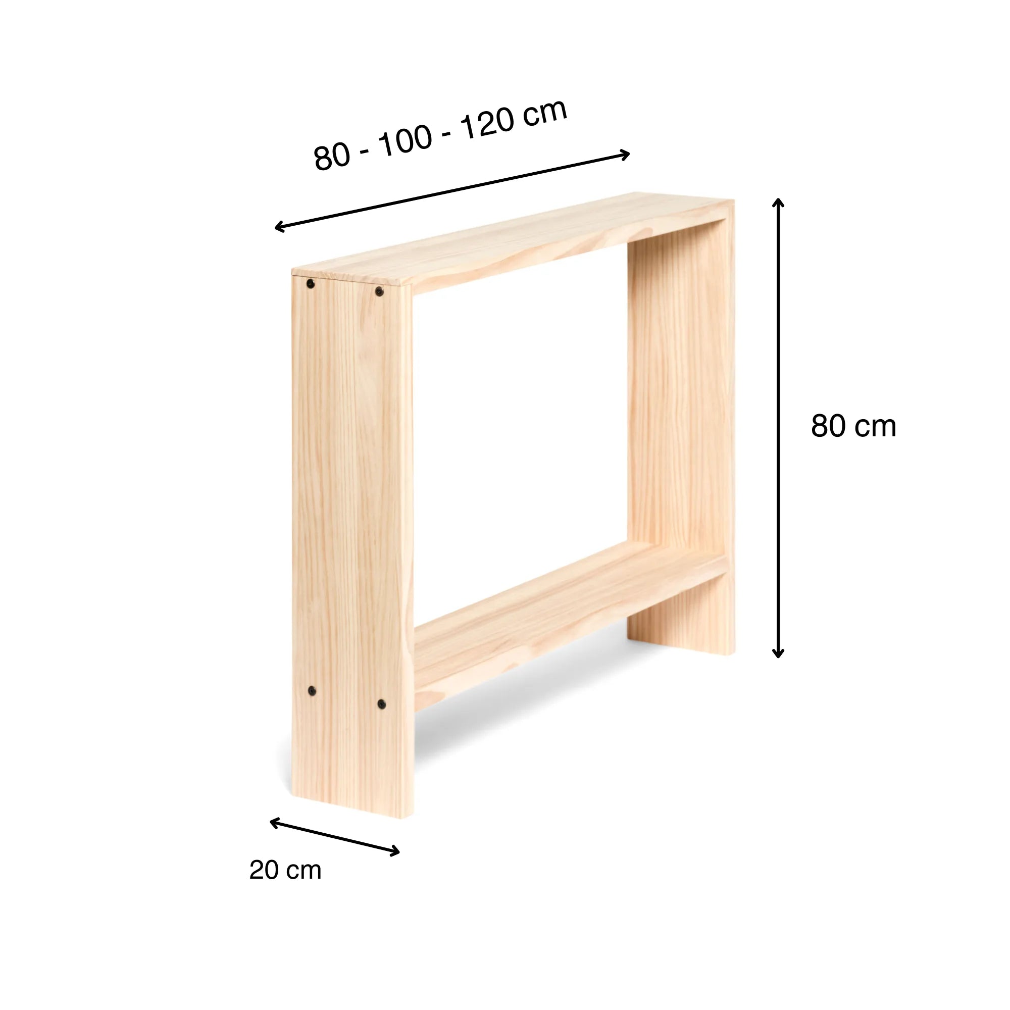 Medidas consola madera maciza AGANO 80 100 120 cm