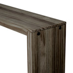Detalle madera maciza consola AGANO acabado RAW GRAY Shou Sugi Ban