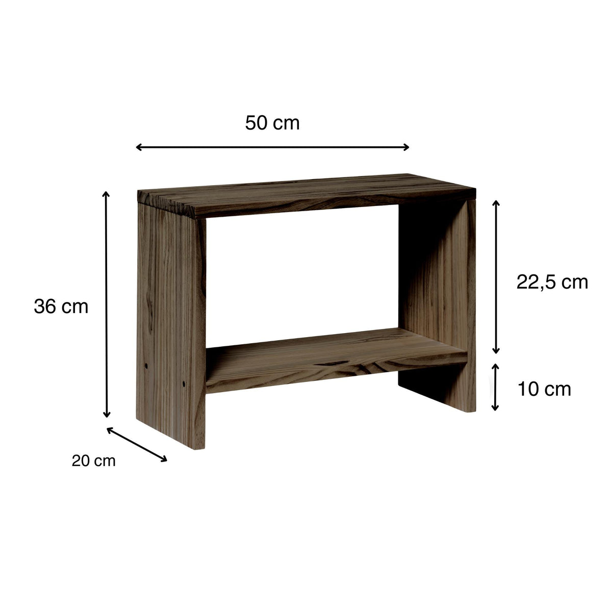 AKAISHI Solid wood bedside table. "RAWGRAY" finish.