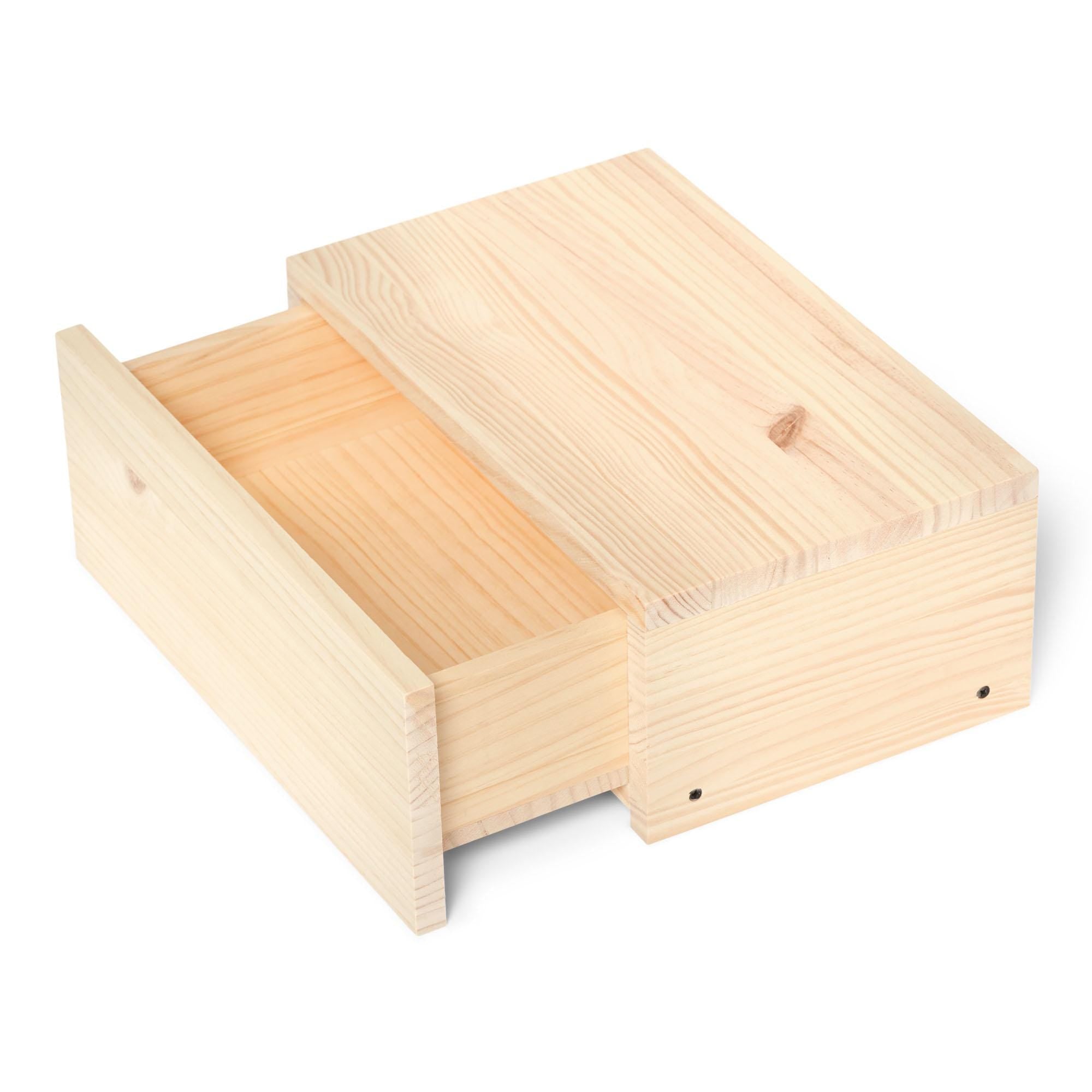 TONE Mesita de noche flotante de madera maciza con cajón. Acabado "N A T U R A L".