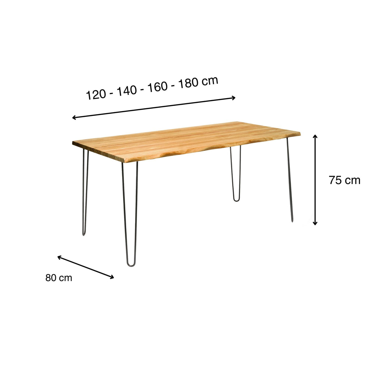 SHIOMI Solid wood dining table with live edge. "OAK" finish.