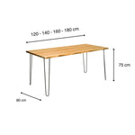 SHIOMI Mesa de comedor canto vivo de madera maciza. Acabado 