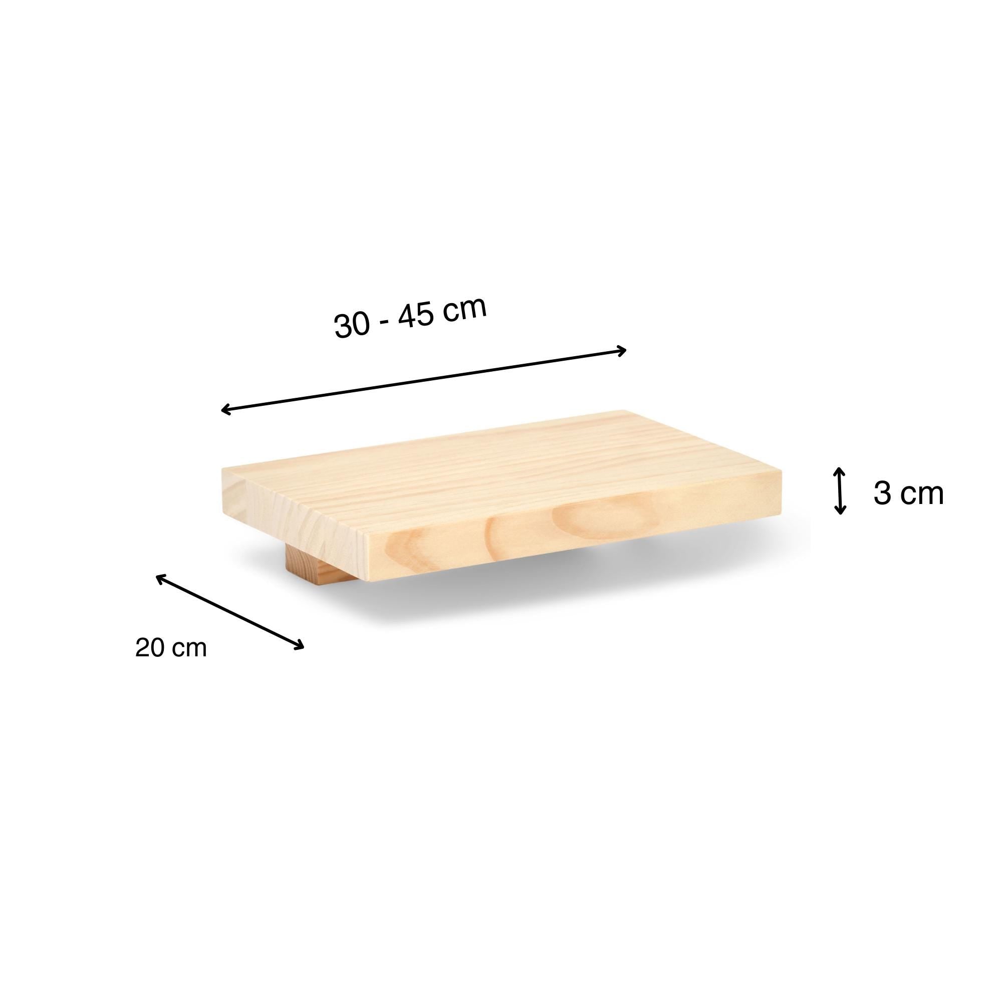 ONTAKE Mesita de noche flotante de madera maciza. Acabado "N A T U R A L".