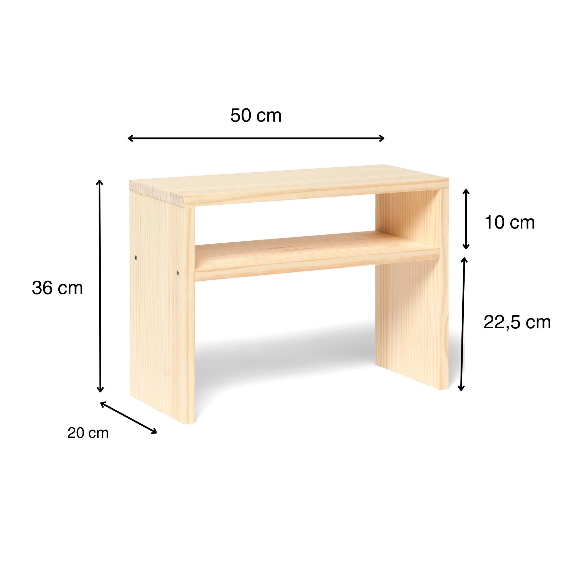 HOO Mesita de noche de madera maciza. Acabado "N A T U R A L".