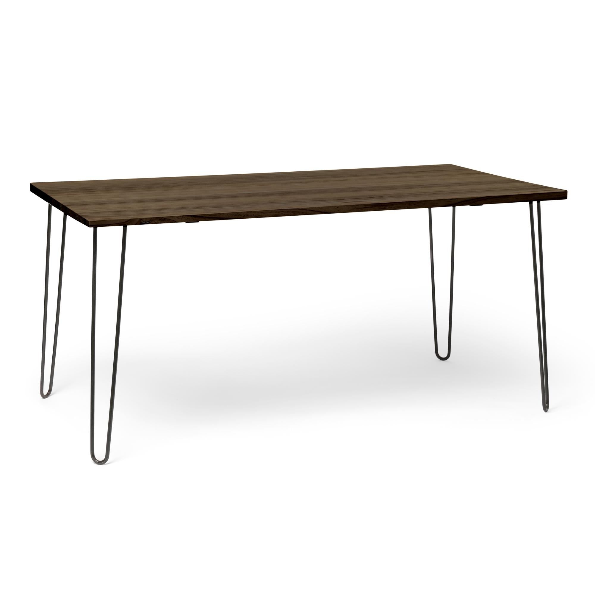 SENJO Mesa de comedor canto vivo de madera maciza. Acabado "R A W  G R A Y".