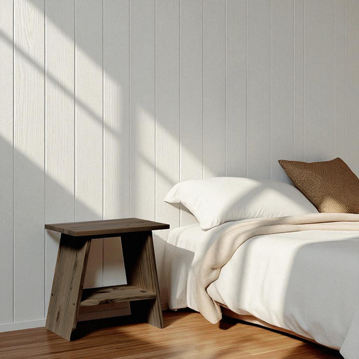 OOBAMI Table de nuit en bois massif. Accabado 