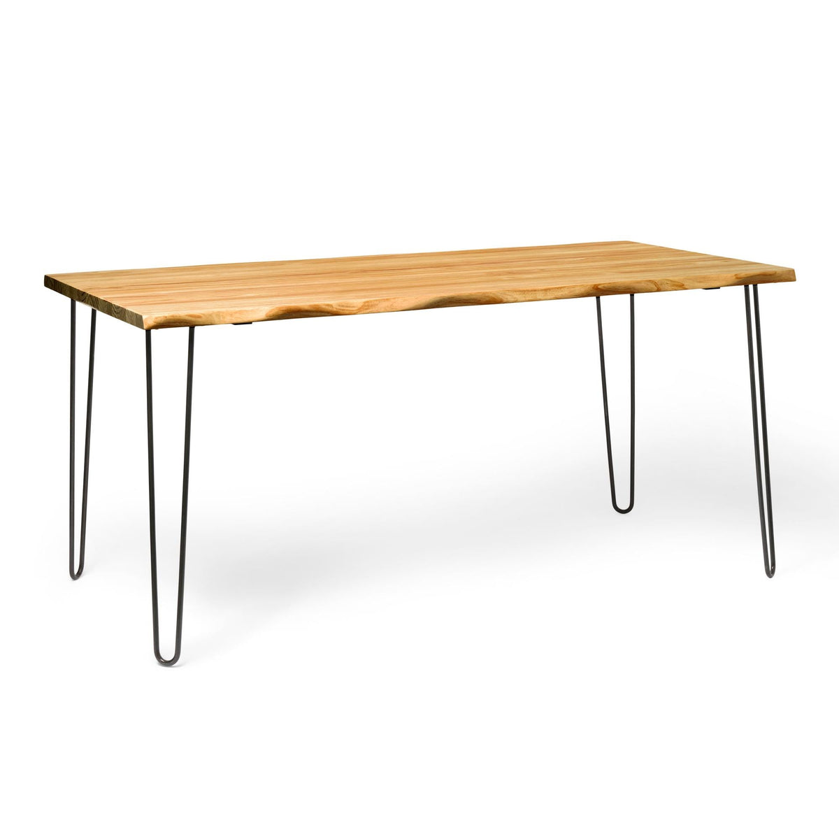 SHIOMI Mesa de comedor canto vivo de madera maciza. Acabado 