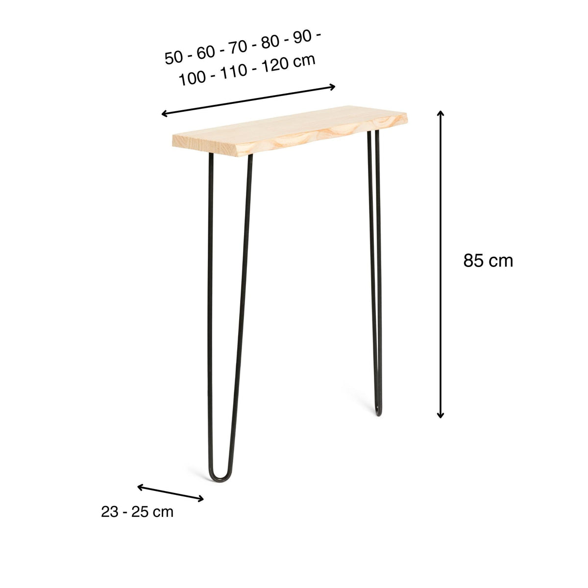 UTSUGI Console Table - Solid wood entryway table with live edge. "NATURAL" finish.