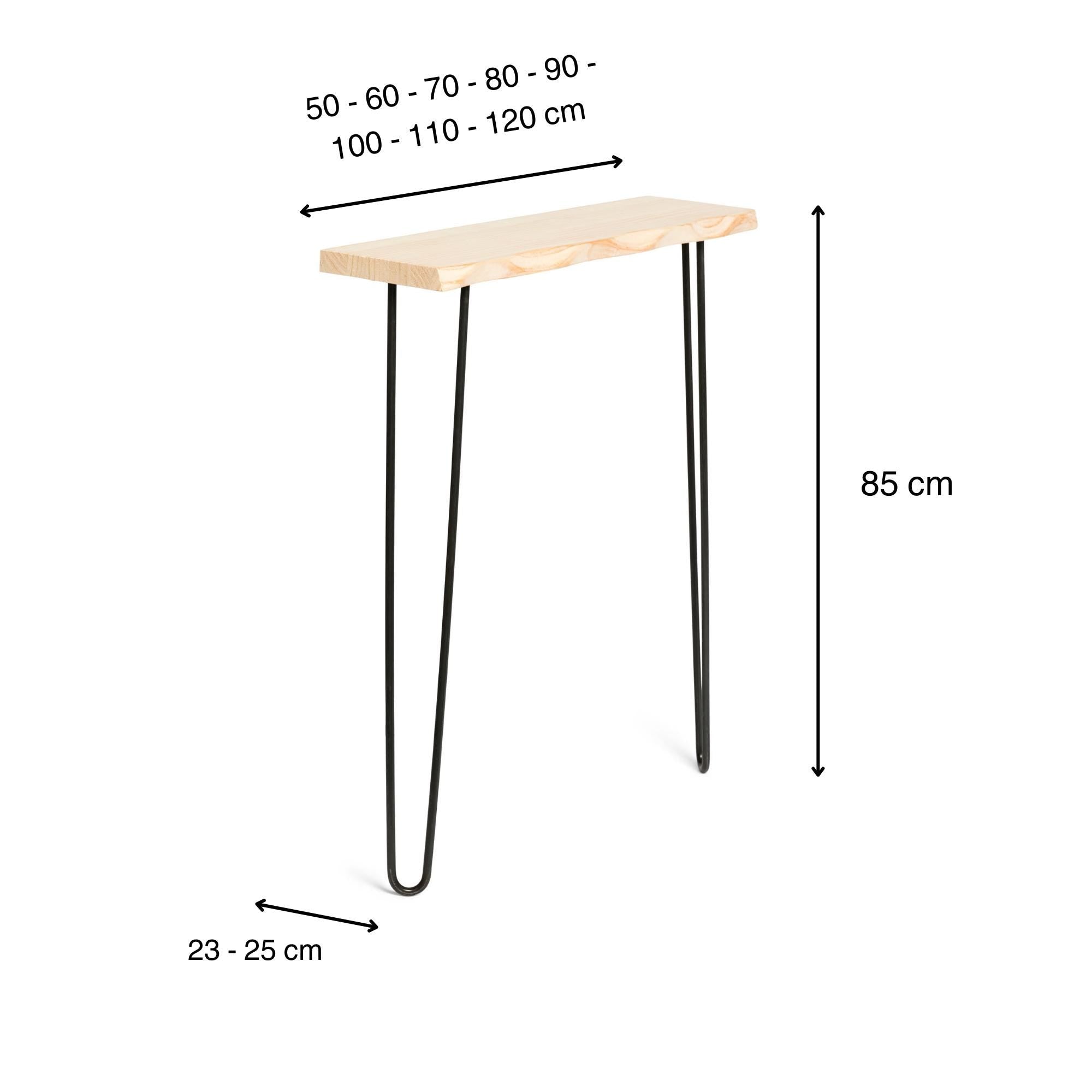 UTSUGI Consola - Recibidor de madera maciza con borde vivo. Acabado "N A T U R A L".