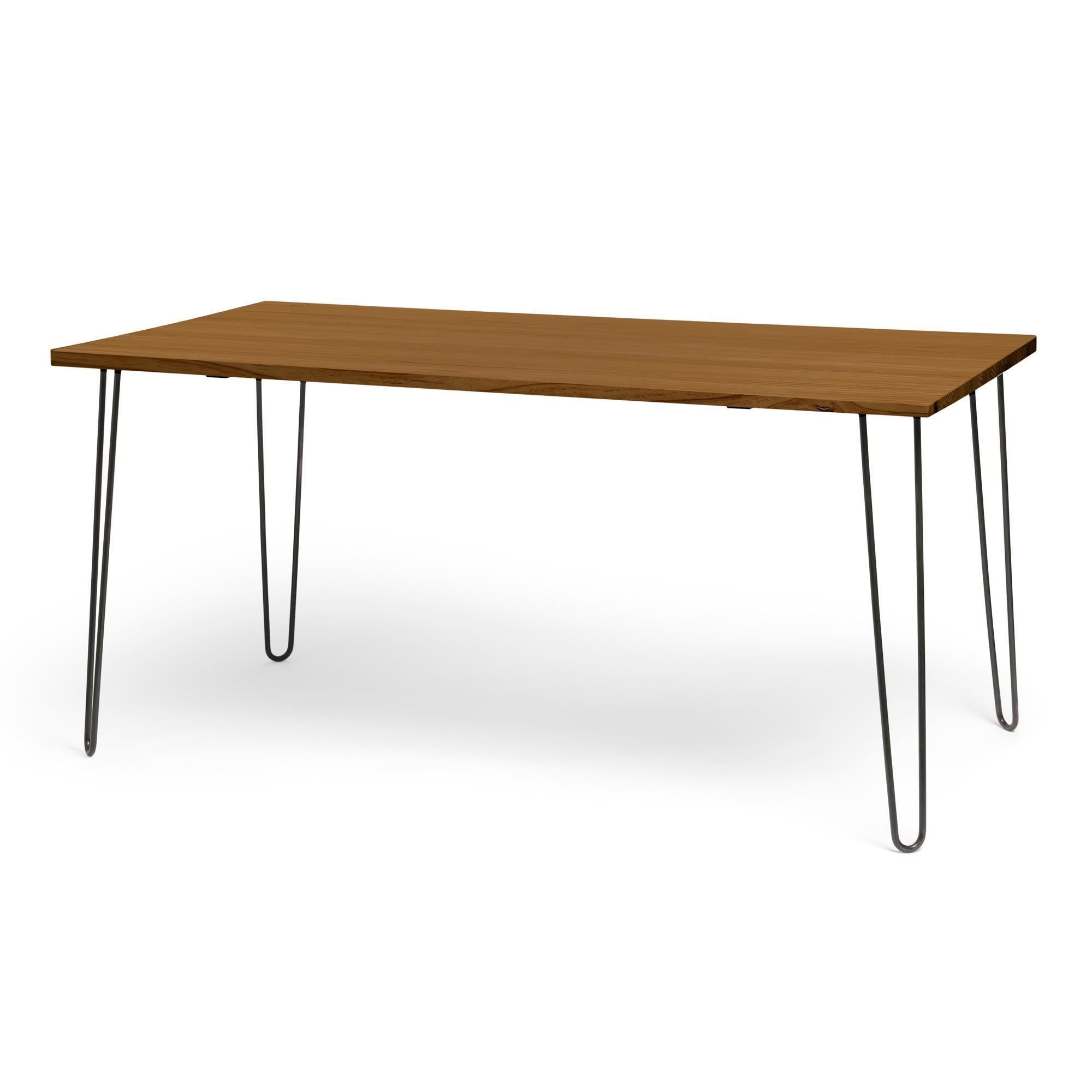 SENJO Mesa de comedor canto vivo de madera maciza. Acabado "D A R K".