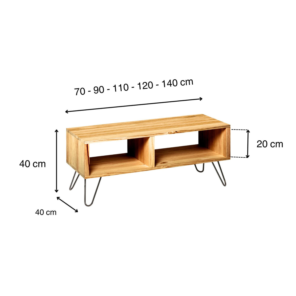 HIRA Solid wood TV stand. "OAK" finish.